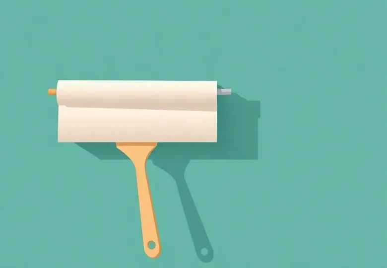 Pose de papier peint, rouleau et brosse à maroufler